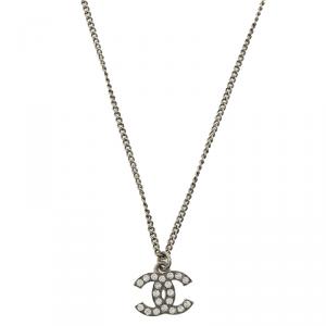 Pre Owned Chanel CC Crystal Mini Pendant Necklace