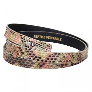 مملوكة مسبقًا حزام شانيل CC جلد ثعبان متعدد الألوان 70 سم