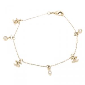 مملوكة مسبقًا Chanel CC Logo Crystal Gold Tone Charm Bracelet