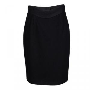 Chanel Black Wool High Waist Pencil Skirt M