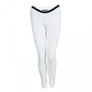 Chanel White Tricot Mesh Side Strap Detail Jogger Pants M