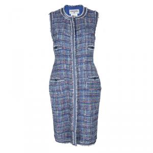 Chanel Multicolor Textured Sleeveless Zip Front Dress M
