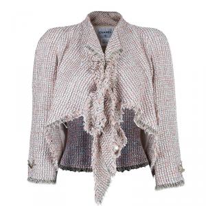 Pre Owned Chanel Salmon Pink Tie-Front Boucle Jacket S