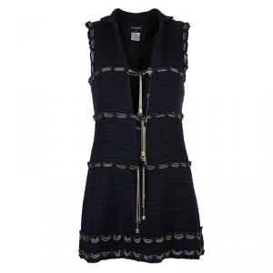 Pre Owned Chanel Tweed Chain Detail Dress S