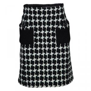 Chanel Monochrome Cashmere High Waist Houndstooth Skirt S