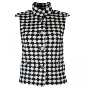 Chanel Monochrome Diamond Checked Wool Vest S
