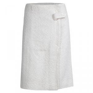 Chanel Off- White Tweed Wrap Skirt M