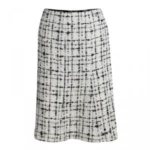 Chanel Monochrome Tweed Sequin Embellished Skirt L