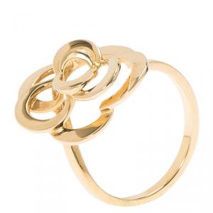 Chanel Camelia Yellow Gold Ring Size 54