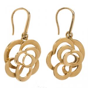 Chanel Camelia Yellow Gold Earrings