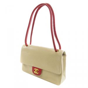 Pre Owned Chanel Bi Color Perforated Leather Flap Shoulder Bag