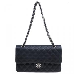 مملوكة مسبقًا Chanel Black Caviar Leather Quilted Double Flap Shoulder Bag