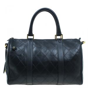 Pre Owned Chanel Black Calfskin Leather Boston Bag