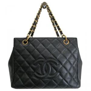 Pre Owned حقيبة يد شانيل بيتيت تايمليس جلد كافيار مبطن أسود