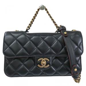 Pre Owned Chanel Black Quilted Lambskin Flap Bag