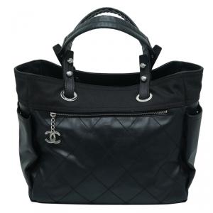 Pre Owned حقيبة يد شانيل شوبينغ غراند بياريتس باريس كانفاس مقوى مبطن أسود