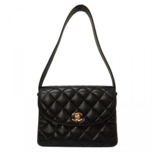 Pre Owned Chanel Black Quilted Lambskin Flap Bag
