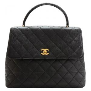 Chanel Black Quilted Caviar Jumbo Vintage Kelly Bag