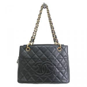 مملوكة مسبقًا حقيبة يد شانيل بتيت تايمليس كافيار مبطنة سوداء