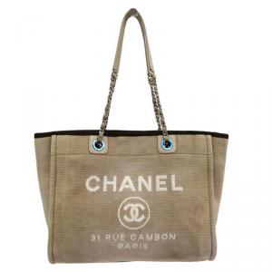 Pre Owned Chanel Beige Canvas Large Deauville Shopping Tote