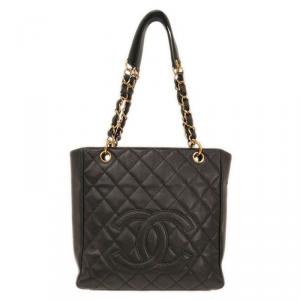 مملوكة مسبقًا Chanel Black Quilted Caviar Leather Petite Shopping Tote
