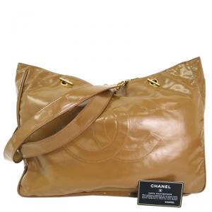 Pre Owned Chanel Brown Coated Canvas Tote