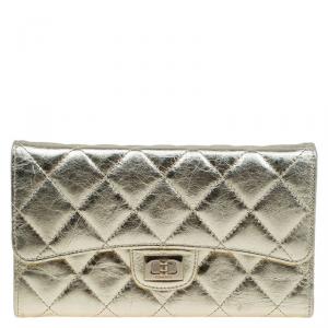 Chanel Gold Quilted Leather Reissue Trifold Wallet