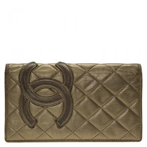 Chanel Bronze Quilted Leather CC Cambon Long Wallet