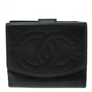 Chanel Black Leather CC Compact Wallet