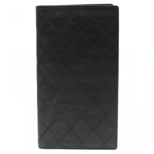 Chanel Black Quilted Leather Checkbook Cover