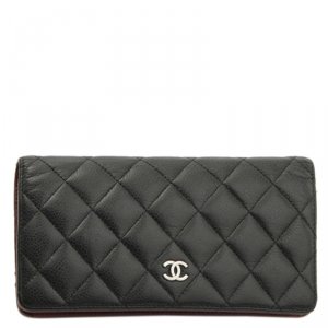 Chanel Black Quilted Leather CC Long Wallet