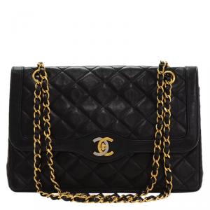 مملوكة مسبقًا Chanel Black Quilted Lambskin Vintage Double Flap Bag