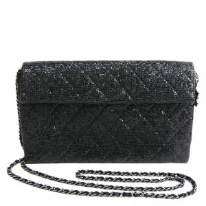 Chanel Black Calfskin Leather Limited Edition Christmas 2014 Evening Bag
