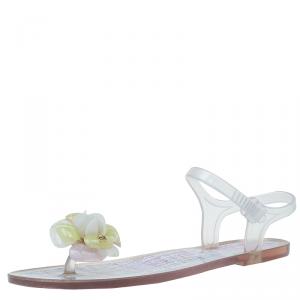Chanel Yellow Jelly Camellia Flower Sandals Size 41