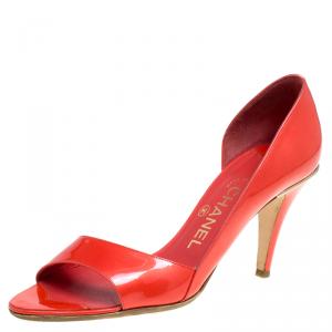 مملوكة مسبقًا Chanel Candy Red Patent D'orsay Open Toe Pumps Size 39