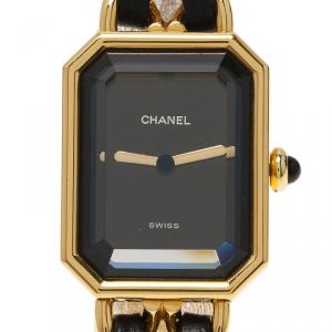 Chanel Black Gold-Plated Steel Première Women's Wristwatch 20MM