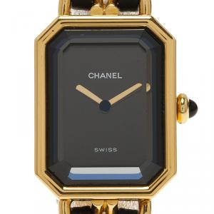 Chanel Black Gold-Plated Steel Première Women's Wristwatch 20MM