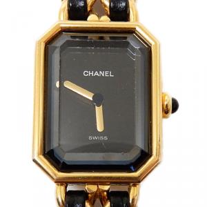 Chanel Black Gold-Plated Steel Première Women's Wristwatch 20MM