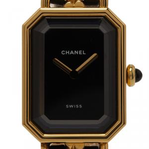 Chanel Black Gold-Plated Stainless Steel Première Women's Wristwatch 20MM