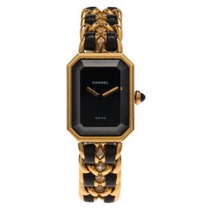 Chanel Black Gold-Plated Stainless Steel Premiere Women's Wristwatch 20MM