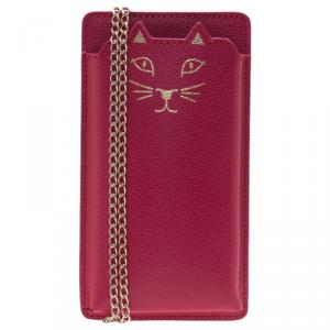 Charlotte Olympia Magenta Leather Feline iPhone 6 Case with Chain