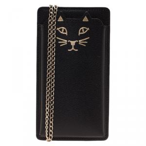 Charlotte Olympia Black Leather Feline iPhone 6 Case with Chain