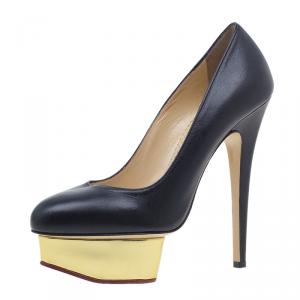 Pre Owned Charlotte Olympia Black Dolly Pumps Size 37