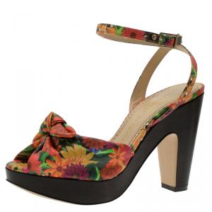Charlotte Olympia Muticolor Leather Mansfield Frida Platform Sandals Size 37.5