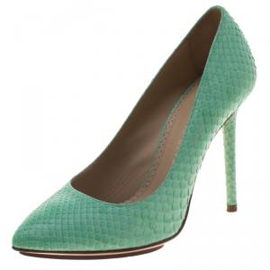 Pre Owned Charlotte Olympia Mint Green Python Monroe Pumps Size 36
