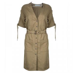 Pre Owned Chloe Beige Criss Cross Sleeve Dress M