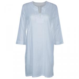 Chloe White Cotton Long Sleeve Tunic Top M