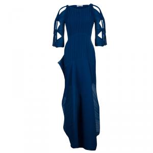 Chloe Blue Silk Plisse Maxi Dress S