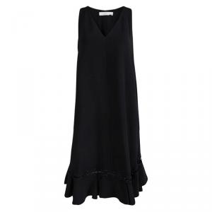 Chloe Black A-Line Ruffle Bottom Tie Detail Sleeveless Dress L