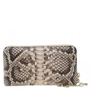 Pre Owned Chloe Beige Python Zip Around Wallet
